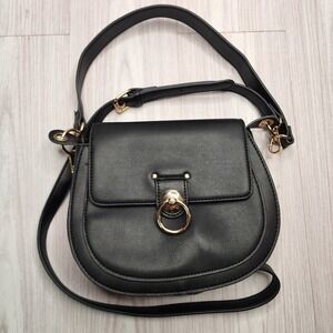 Badgley Mischka Saddle Bag Black Women's Shoulder And Hand Strap Faux Leather‎
